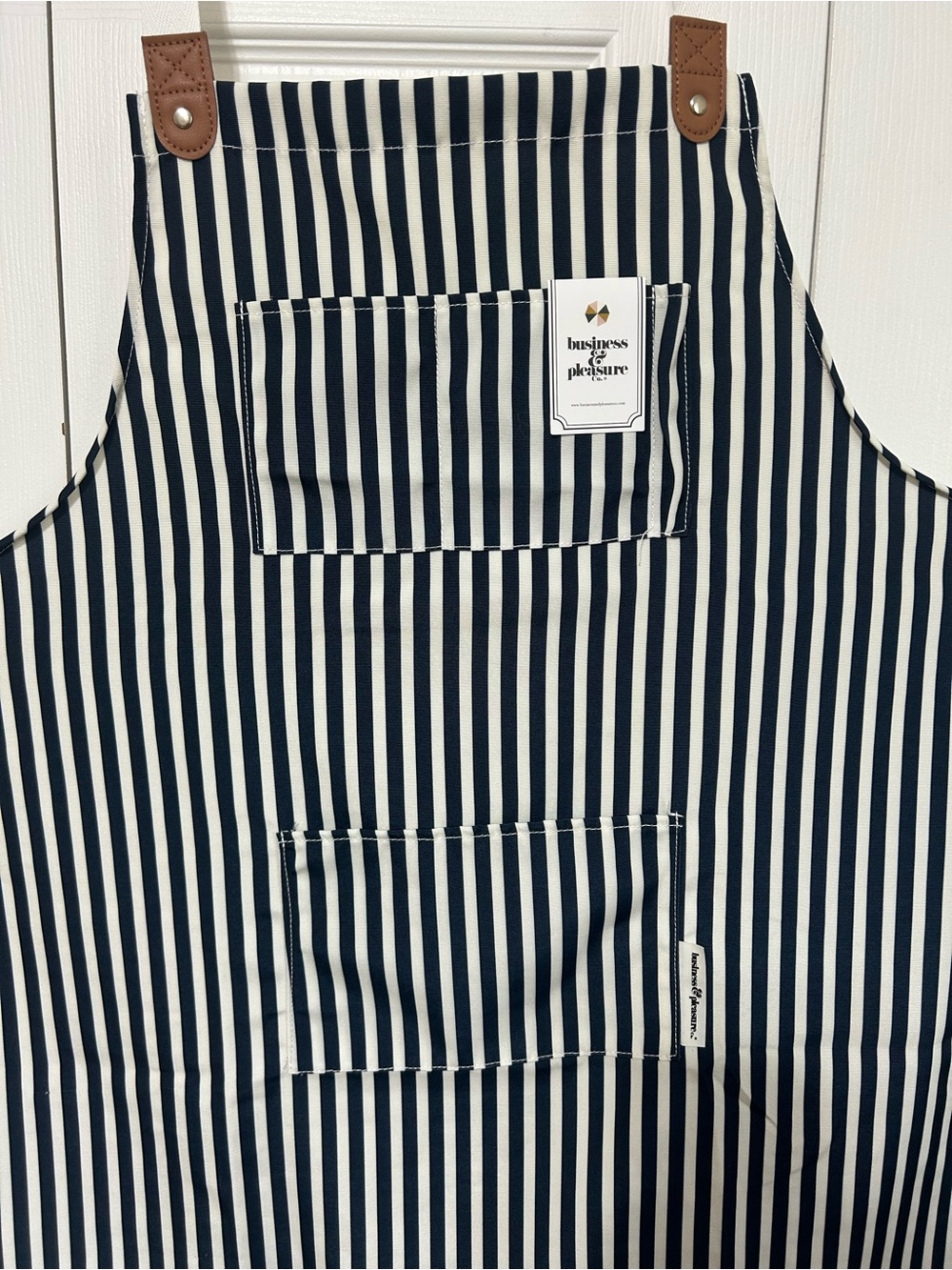 Business & Pleasure Co. Navy and White Striped Cooking Apron BBQ NWT